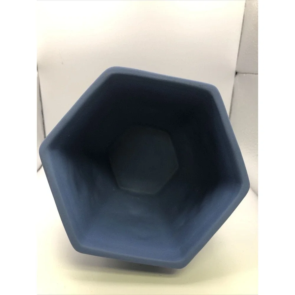 Vtg 2002‎ Trend Studios 5” Blue & White Floral Bisque Vase Dish Flower Pot USA